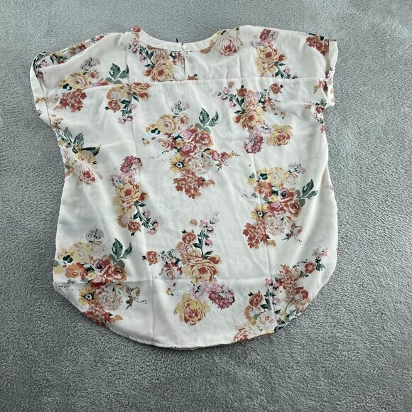 Buffalo David Bitton Floral Print Blouse L/G 100% Polyester Ivory NWT 2598 - Picture 2 of 9